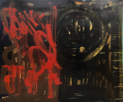 RETNA | Be pavadinimo, 2015–2024 | Drobė, aerozoliniai dažai, aliejus, 151x181