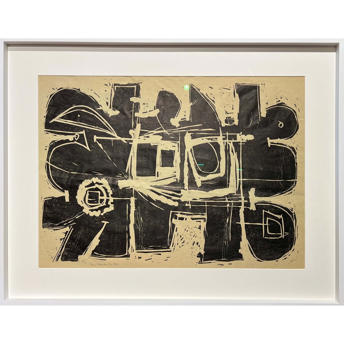 Henrikas Šalkauskas | Be pav. No 1, 1962 | Popierius, linoraižinys, 45x72 (75x96)