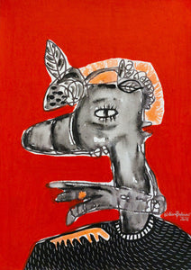 William Bakaïmo (Kamerūnas)<br>The Queen of the City, 2023<br>Mišri technika, drobė, 43x30