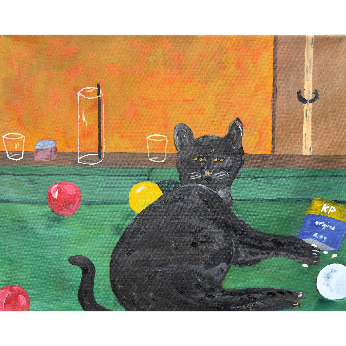 Theo Bardsley | Pub Cat (liet. Užeigos katinas), 2026 | Drobė, aliejus, 51 x 41 cm