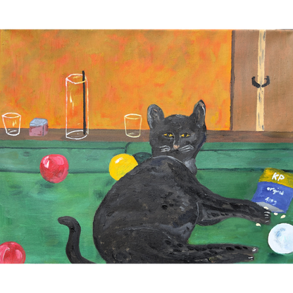 Theo Bardsley | Pub Cat (liet. Užeigos katinas), 2026 | Drobė, aliejus, 51 x 41 cm