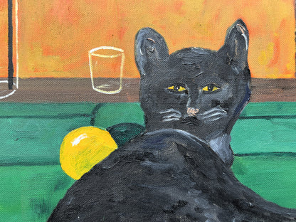 Theo Bardsley | Pub Cat (liet. Užeigos katinas), 2026 | Drobė, aliejus, 51 x 41 cm