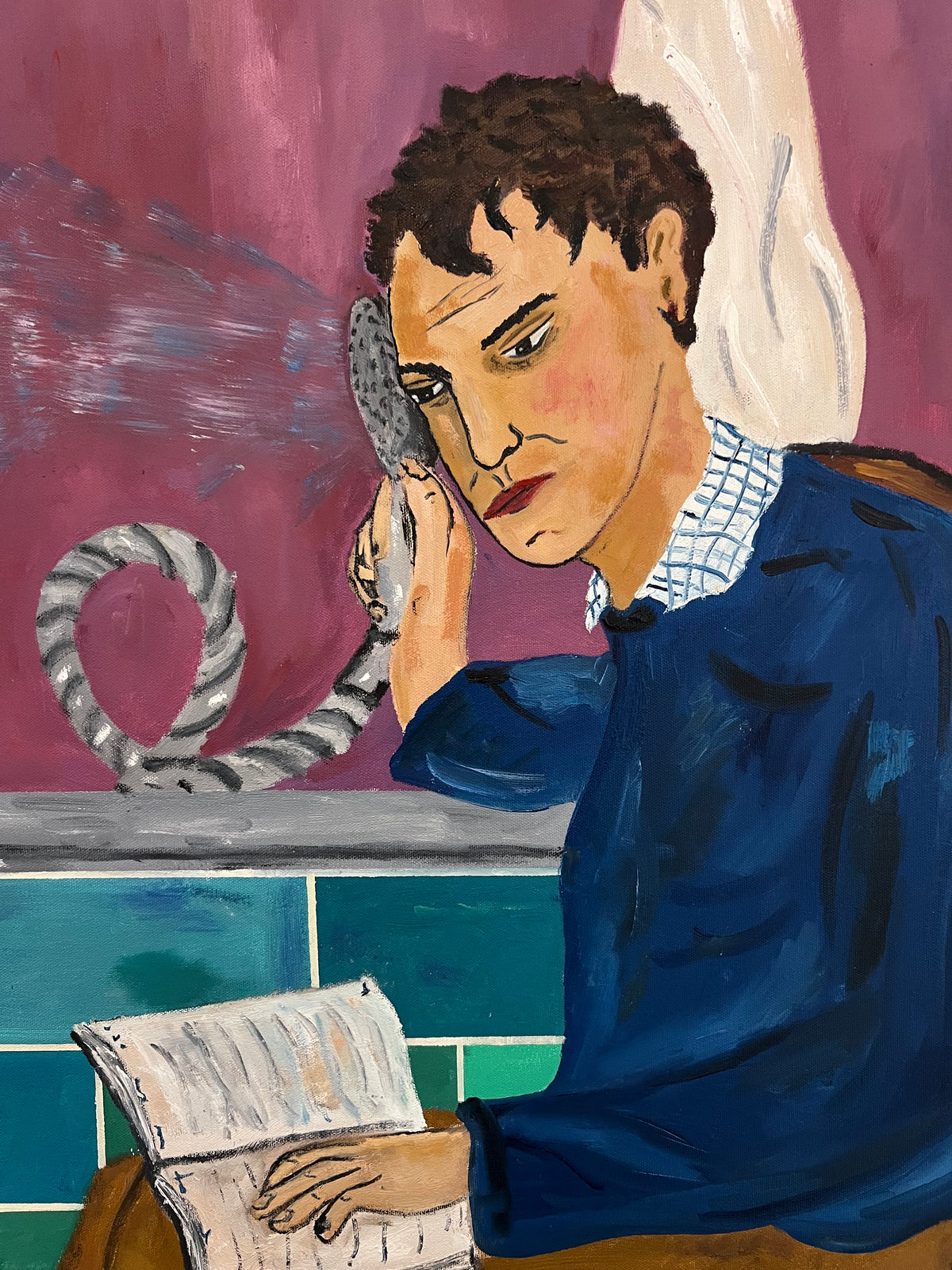 Theo Bardsley | Ritual (liet. Ritualas), 2026 | Drobė, aliejus, aliejinė kreidelė, 102 × 81,5 cm