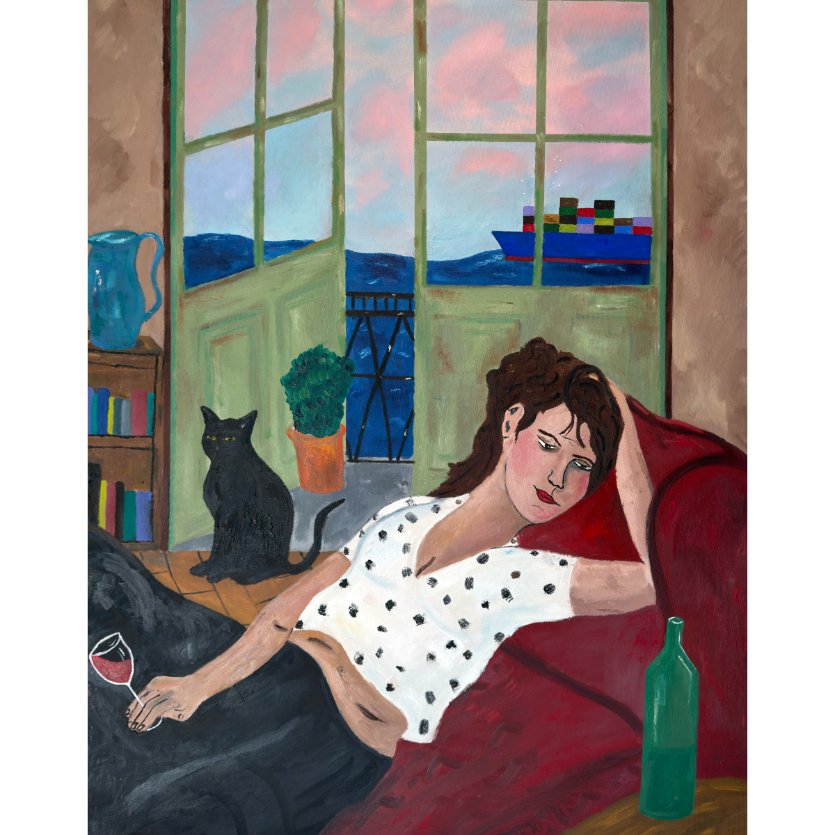 Theo Bardsley | The End of the Bottle, 2026 | Oil and oil stick on canvas, 102 x 81.5 cm