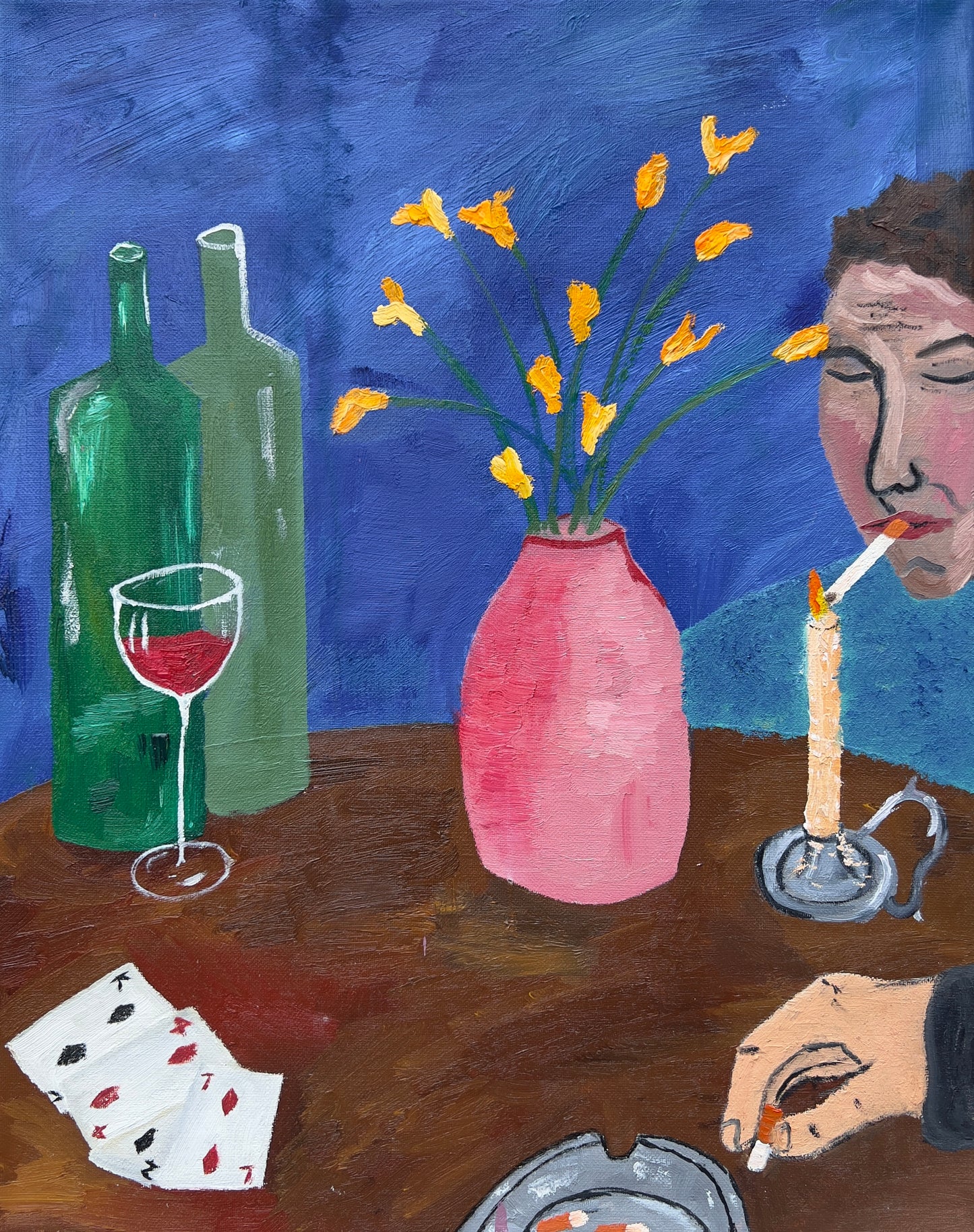 Theo Bardsley | The Same Table, 6 Hours Apart (liet. Tas pats stalas po 6 valandų), diptikas, 2026 | Drobė, aliejus,  51 x 81 cm (51 x 41 cm kiekvienas)
