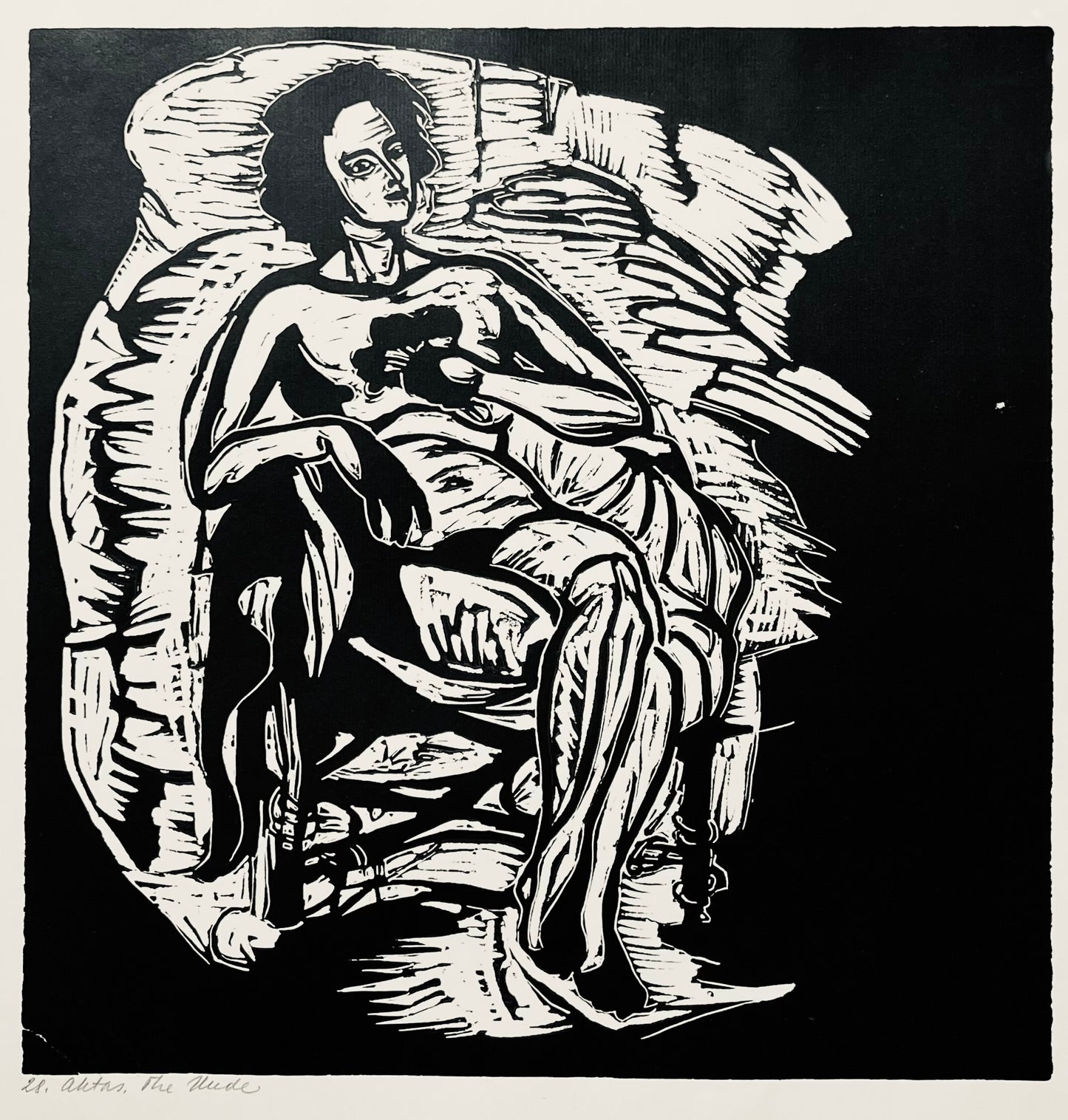 Viktoras Petravičius | 28. Aktas. The Nude, 1949 | Linocut, 30x30 (53x51)