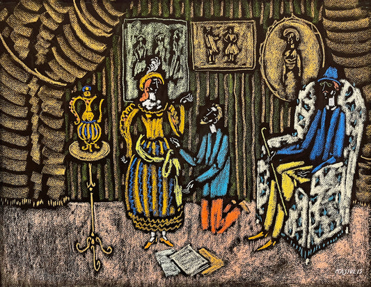 Vytautas Kasiulis | Scene | Pastel on paper, 50x65 (56x71)