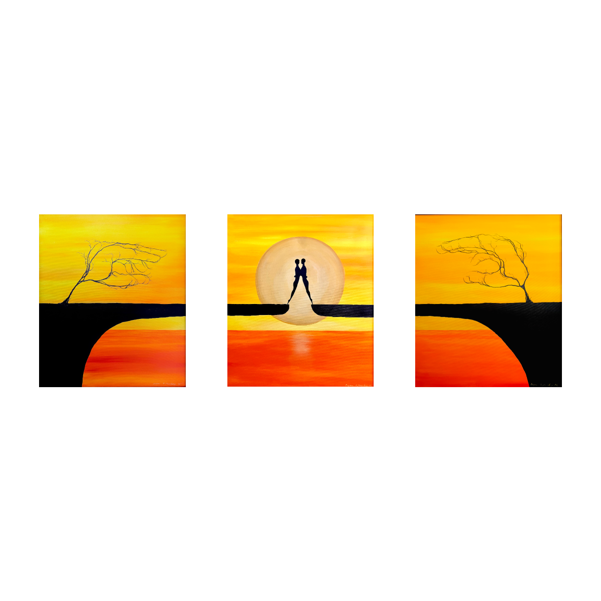 Vladimiras Mackevičius | Susitikimas (triptikas), 2008 | Drobė, aliejus, visi po: 70x60 (86,5x76,5)