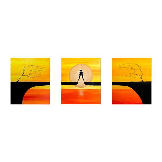 Vladimiras Mackevičius | Susitikimas (triptikas), 2008 | Drobė, aliejus, visi po: 70x60 (86,5x76,5)