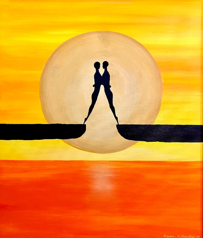 Vladimiras Mackevičius | Susitikimas (triptikas), 2008 | Drobė, aliejus, visi po: 70x60 (86,5x76,5)