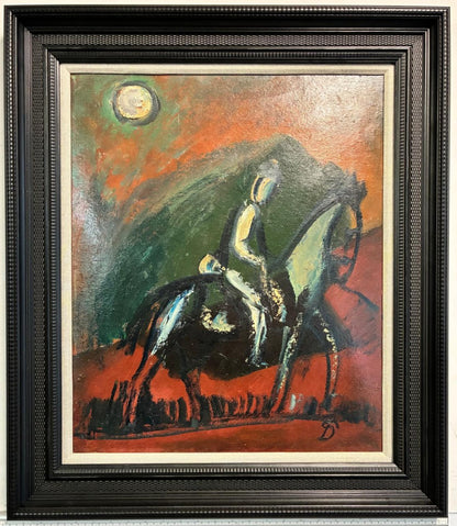 Pranas Domšaitis | The Rider and the Moon | Oil on cardboard, 57x47 (73x63)