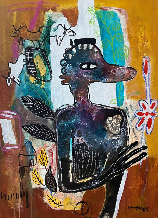 William Bakaïmo (b. 1988, Cameroon) | The Flower of the Garden, 2023 | Acrylic, mixed media, canvas, 80x60