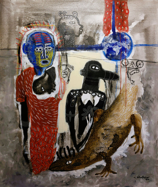 William Bakaïmo (b. 1988, Cameroon) | The New World, 2023 | Mixed media, canvas, 130x110