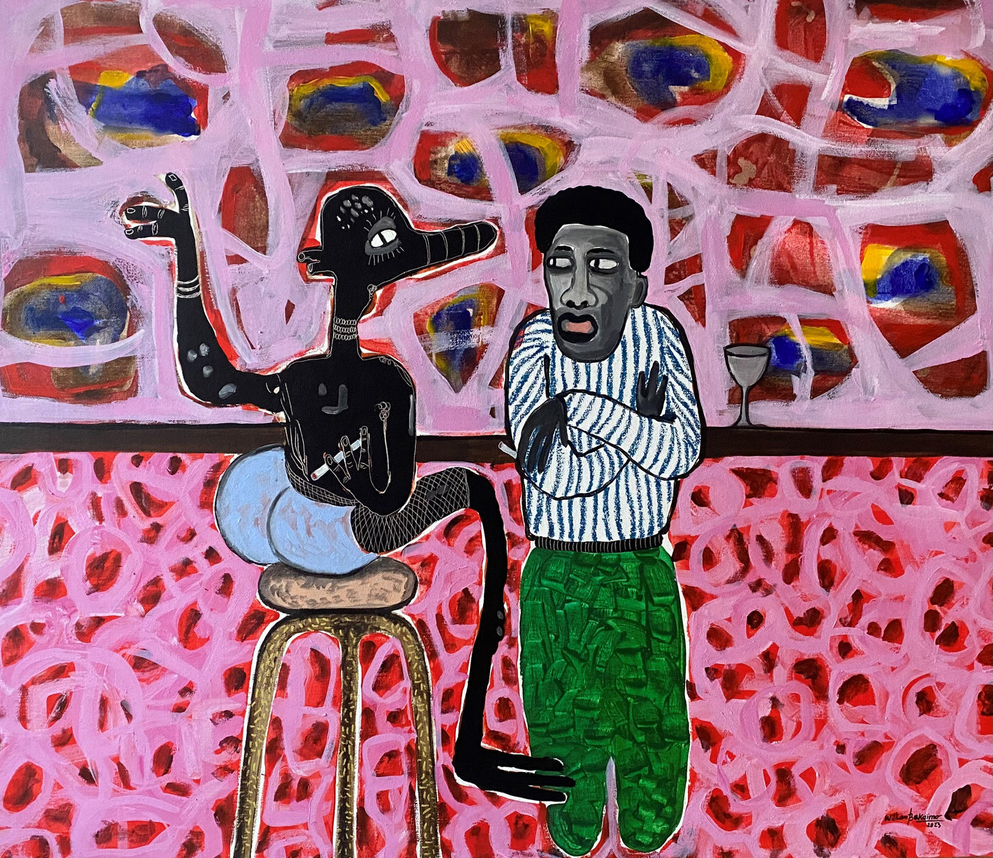 William Bakaïmo (b. 1988, Cameroon) | The Stranger, 2023 | Mixed media on canvas, 140x160