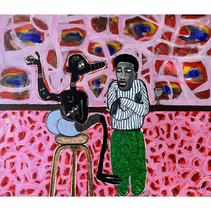 William Bakaïmo (g. 1988, Kamerūnas) | The Stranger, 2023 | Drobė, mišri technika, 140x160