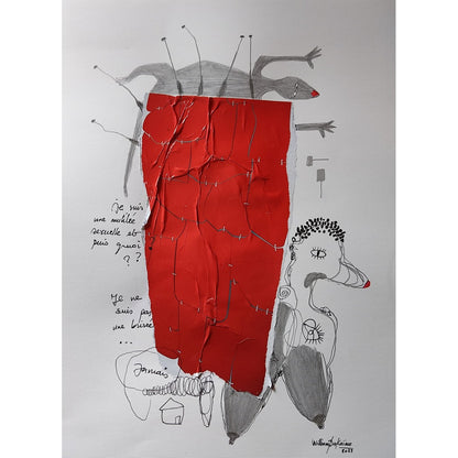 William Bakaïmo (Kamerūnas) | l'm not broken, 2023 | Mišri technika, koliažas, popierius, 41x29