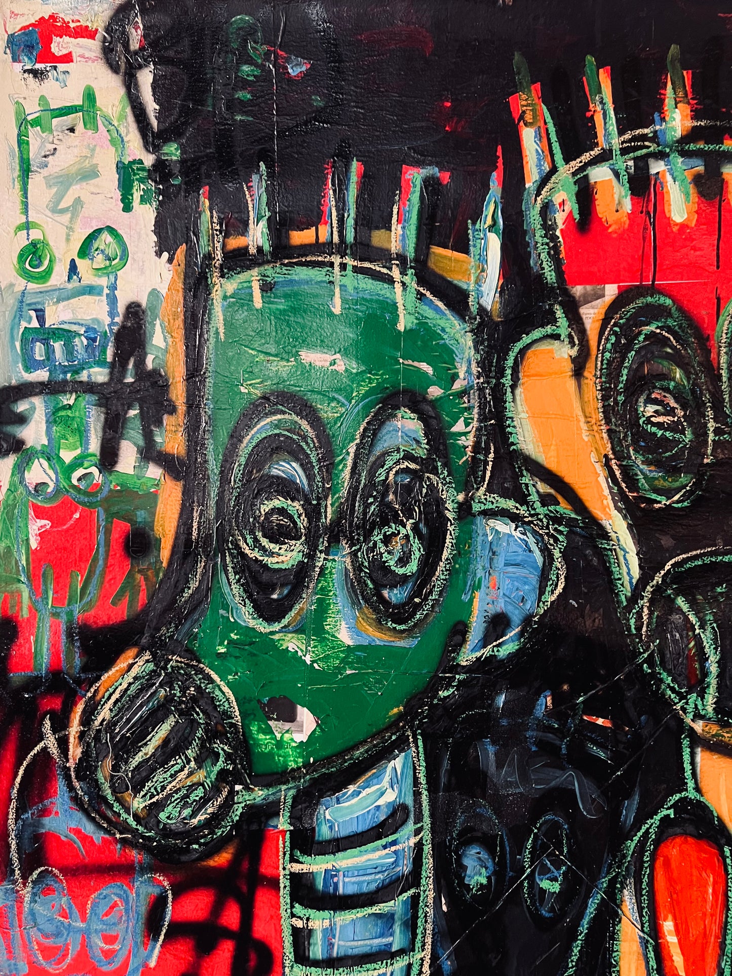 Aboudia (Ivory Coast) | Nouchi Spirits, 2022 | Acrylic, mixed media on canvas, 149x120.5 (152x123.5)