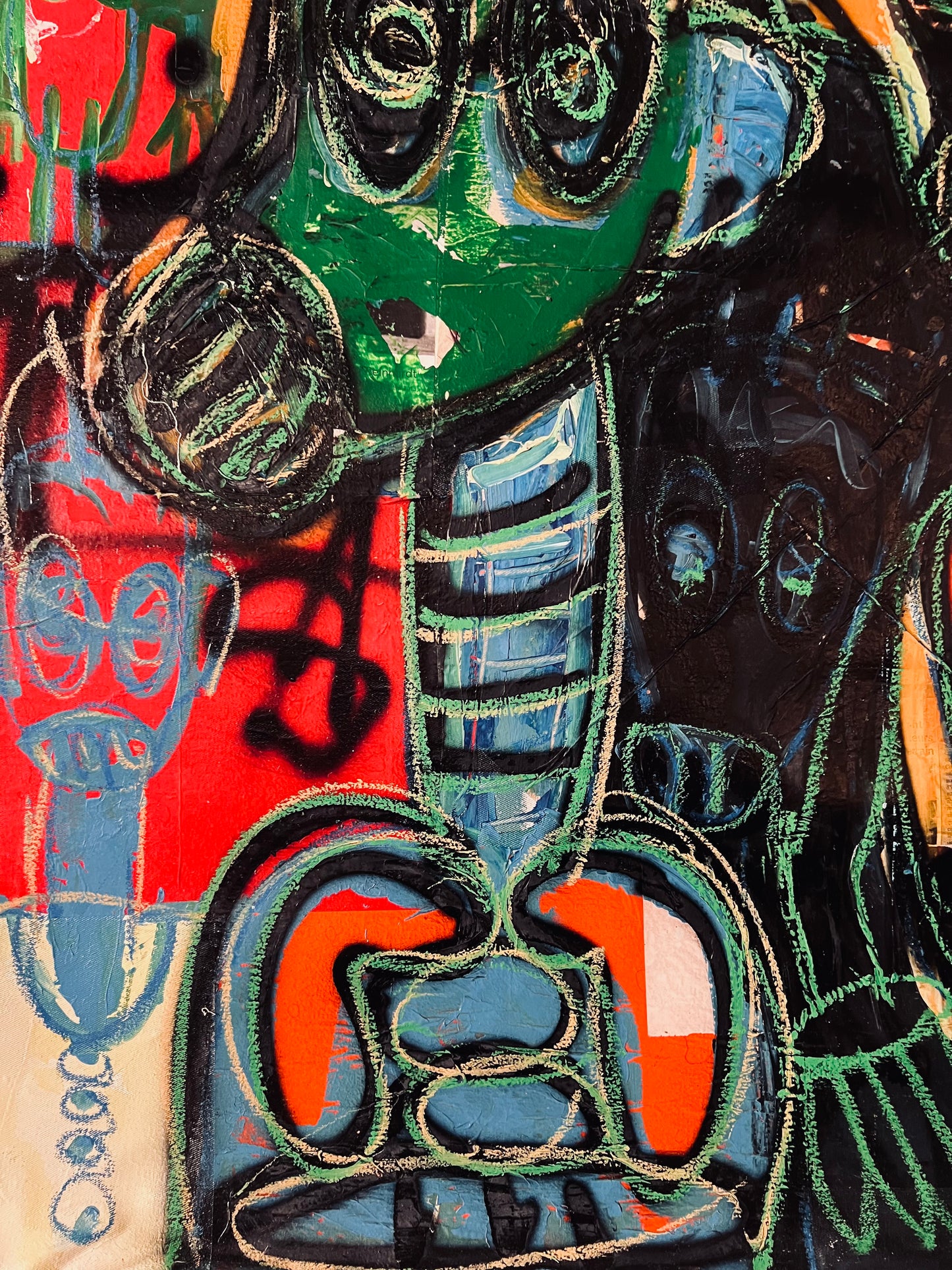 Aboudia (Ivory Coast) | Nouchi Spirits, 2022 | Acrylic, mixed media on canvas, 149x120.5 (152x123.5)