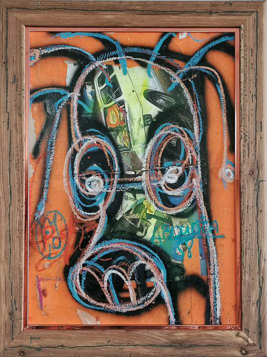 Aboudia | Untitled, 2023 | Acrylic, mixed technique, cardboard, 58x42 (69x52)