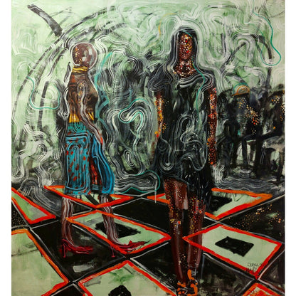 ALPHA ODH (Kenya) | Runway, 2022 |  Acrylic on canvas, 120x110 (124x115)