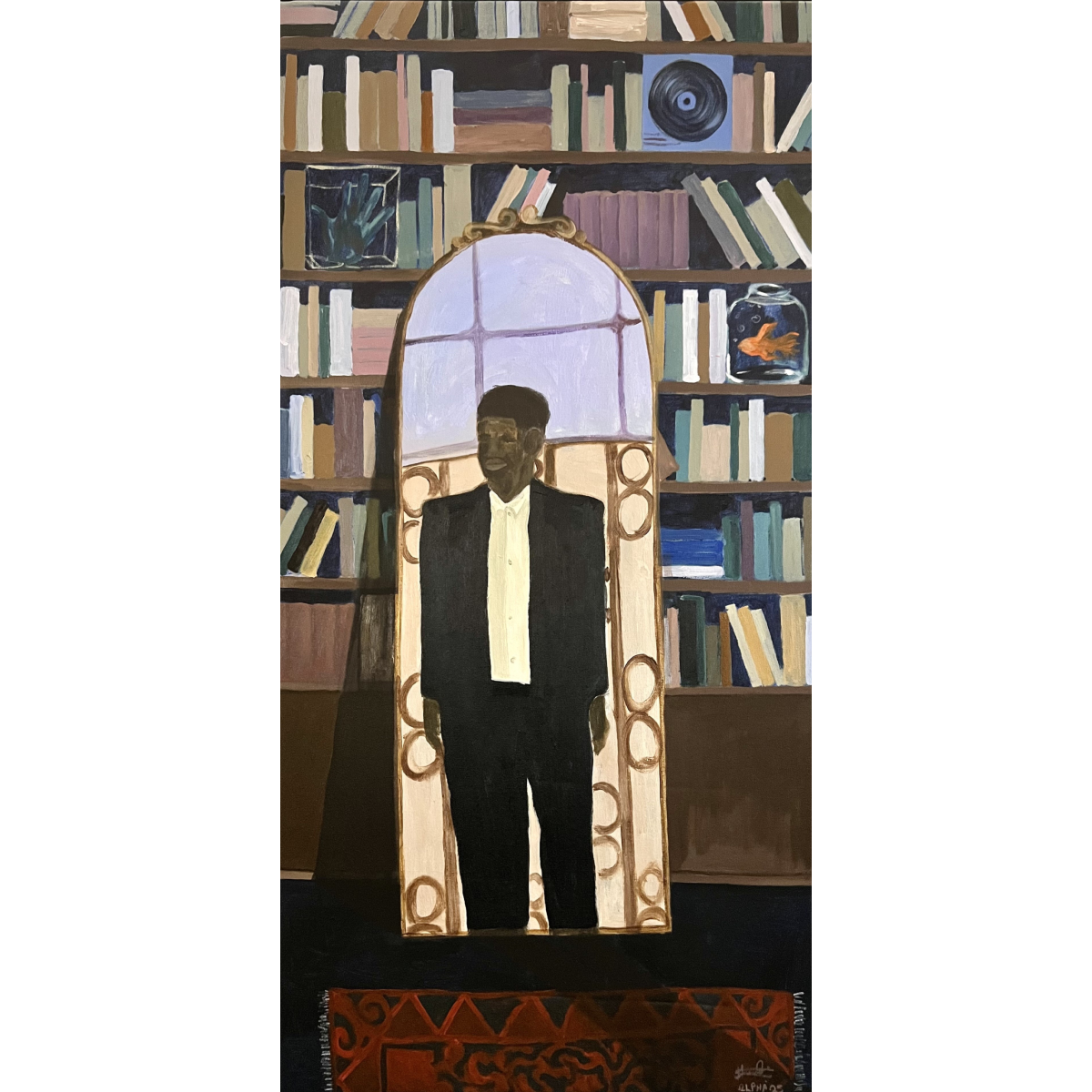 Alpha Odh | Education as a Weapon, 2025 | Acrylic on canvas, 118.5x59 (120x62)