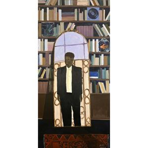 Alpha Odh | Education as a Weapon, 2025 | Drobė, akrilas, 118,5x59 (120x62)
