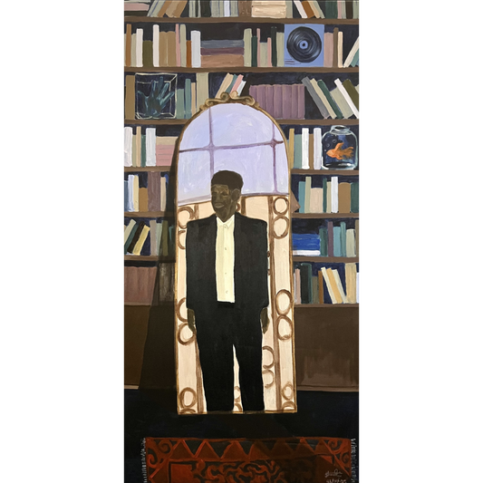 Alpha Odh | Education as a Weapon, 2025 | Acrylic on canvas, 118.5x59 (120x62)