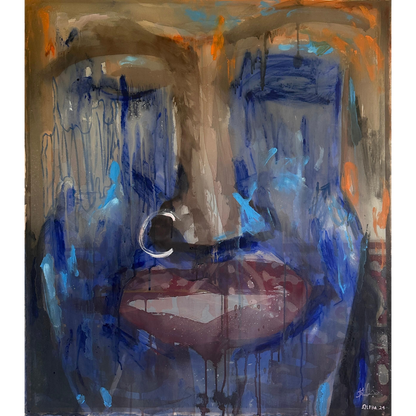 ALPHA ODH (Kenya) | Drowning, 2024 | Acrylic on vinyl, 86,5x76,5 (89x79)