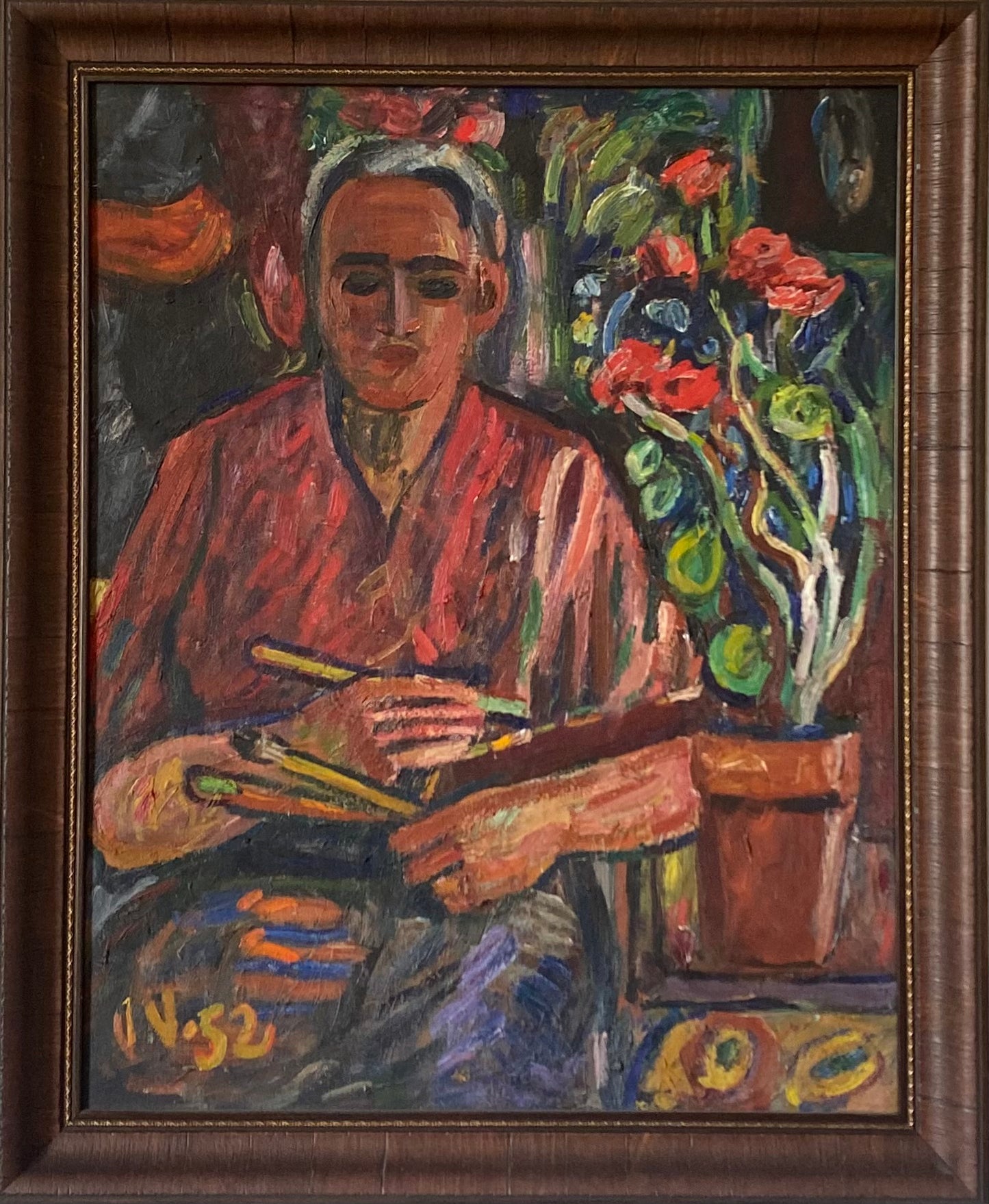 Viktoras Vizgirda | Self-portrait, 1952 | Oil on canvas, 76x60 (87x71)