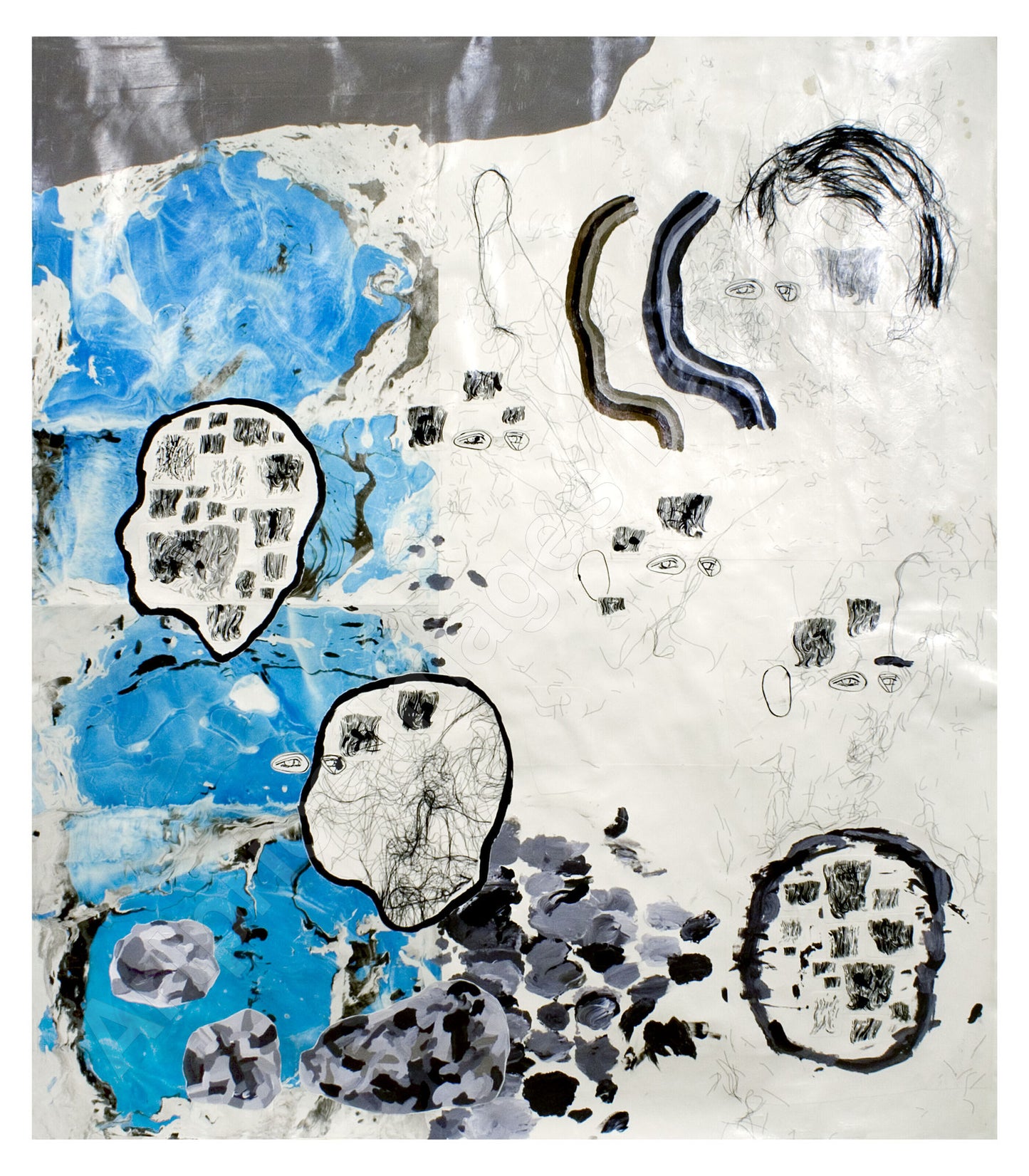 Carter (USA) | Untit. (2006 #53), 2006 | Acrylic, ink, synthetic hair, graphite, collage, paper, 121x108 (131x116)