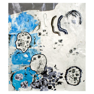 Carter (USA) | Be pav. (2006 #53), 2006 | Akrilas, tušas, sintetiniai plaukai, grafitas, koliažas, popierius, 121x108 (131x116)