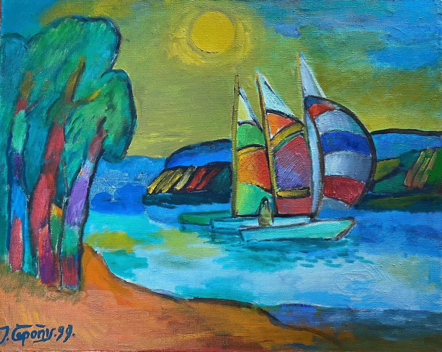 Jonas Čeponis | Sailboats, 1999 | Oil on canvas,  66x83