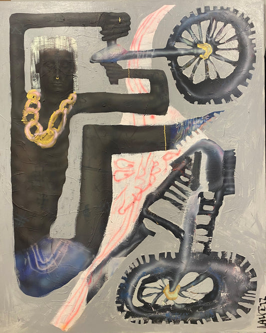 Laust Höjgaard (Danija) | Wheelie / Ratas, 2022 | Akrilas, drobė, 100x80