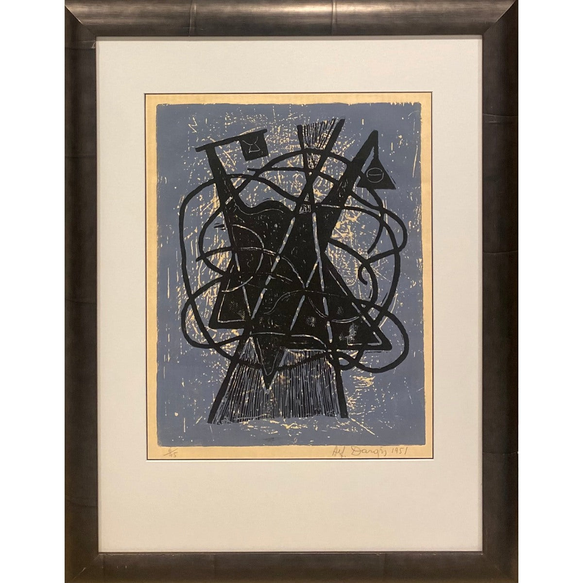 Alfonsas Dargis | Pavojus / Danger, 1951 | Medžio raižinys, 48x37 (84x63)
