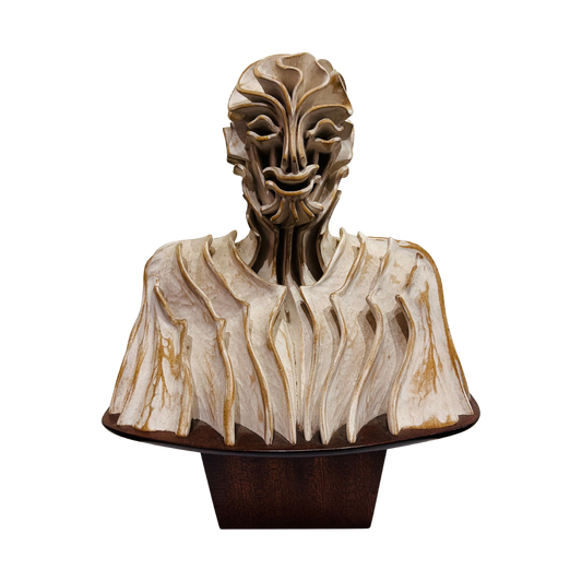 Pierre Dedieu (1928-2013, Prancūzija) | Šypsančio vyro biustas, 1960 | Medis, sidabro patina, 35,5x29x20