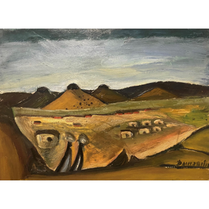 Pranas Domšaitis | The Hills of the Three Sisters, 1953-55 | Oil on cardboard, 44,5x59 (63x78)