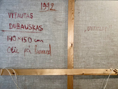 Vytautas Dubauskas | Kompozicija, 1992 | Aliejus, drobė, 140,5x150,5 (145x155,5)