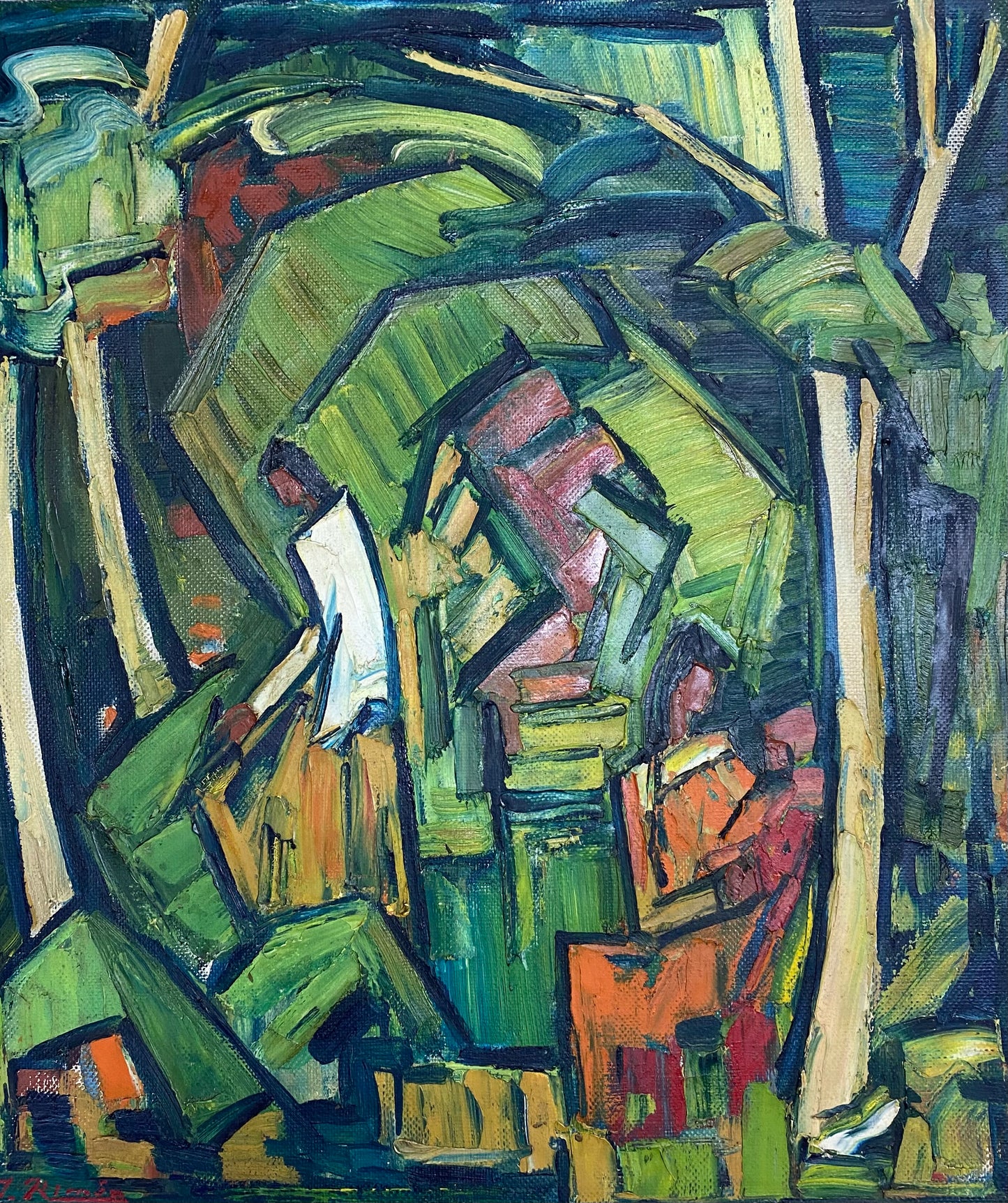 Jonas Rimša | Indėnės džiunglėse | Aliejus, drobė, 68x59 (88,5x79 ...