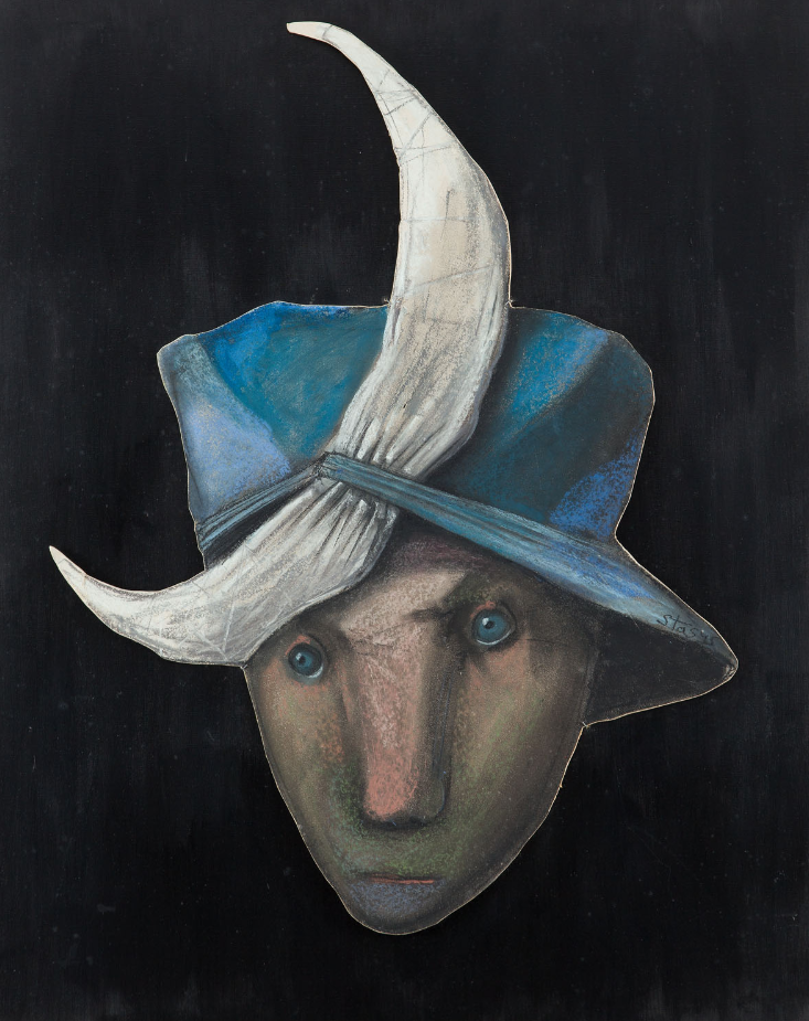Stasys Eidrigevičius | Mask | Pastel on cardboard, canvas, 100x80 (110x90)