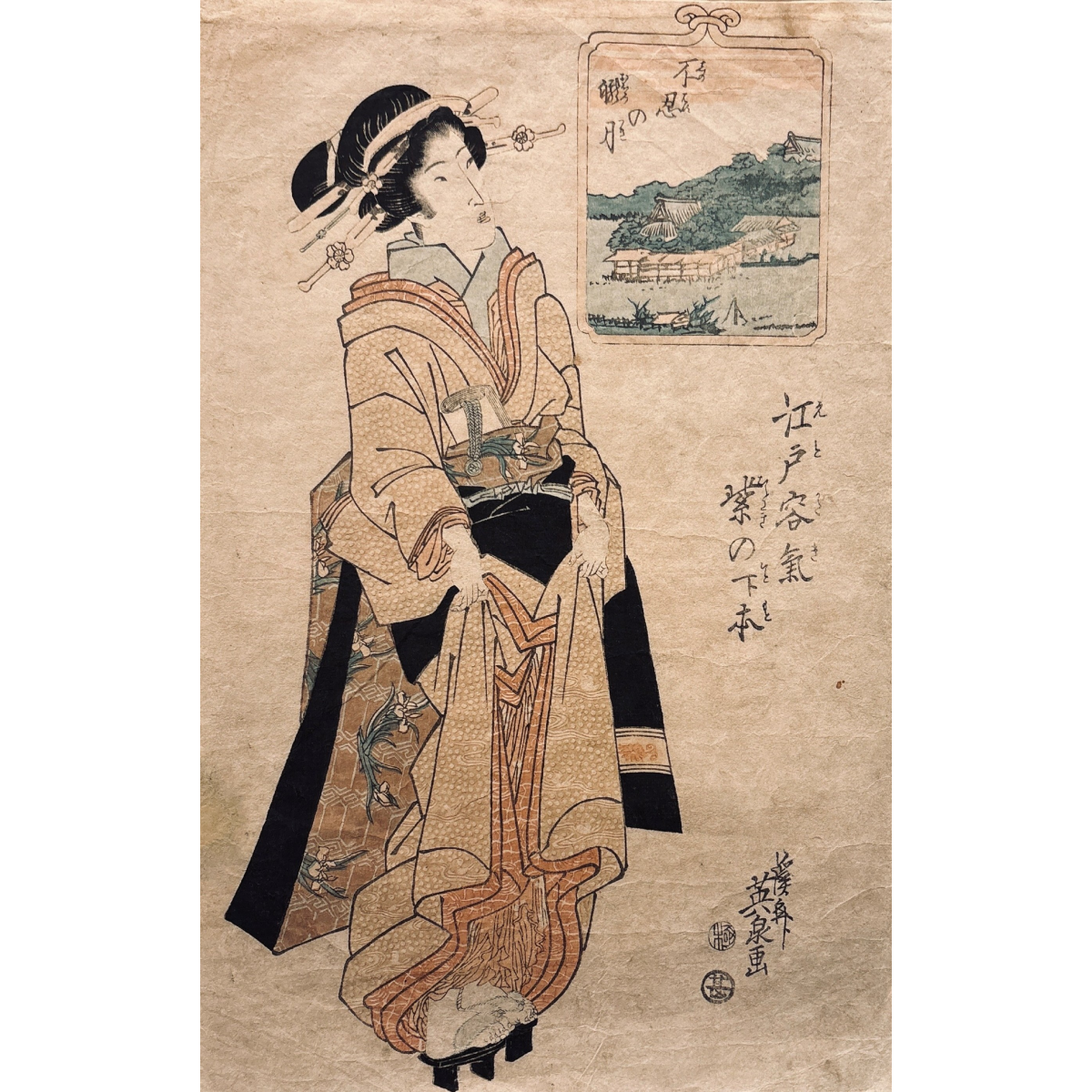 Keisai Eisen (1790–1848) | REZERVUOTAS | Geiša iš Šin-Jošivaros(1825-1830 | Medžio graviūra, 35x24 (43x32)