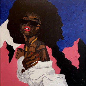 Daniel Gyekyi Gyan (Gana) | Fusion Lady, 2023 | Drobė, akrilas, 127×127 (130x130)