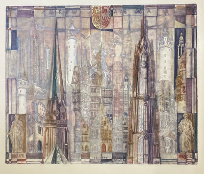 Antanas Kmieliauskas | Frankfurt, 1995 | Paper, author's technique (coloured textile lithograph), 45x54 (61,5x74)