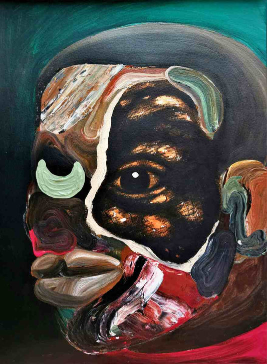 PABI DANIEL (Ghana) | Untitled, 2023 | Oil, acrylic, paper, 38x28