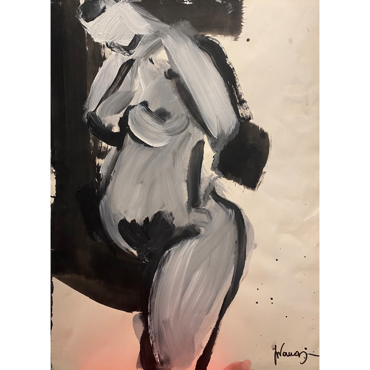 Pranas Gailius | Nuogalė | Akrilas popierius, 76x56 (93x73)