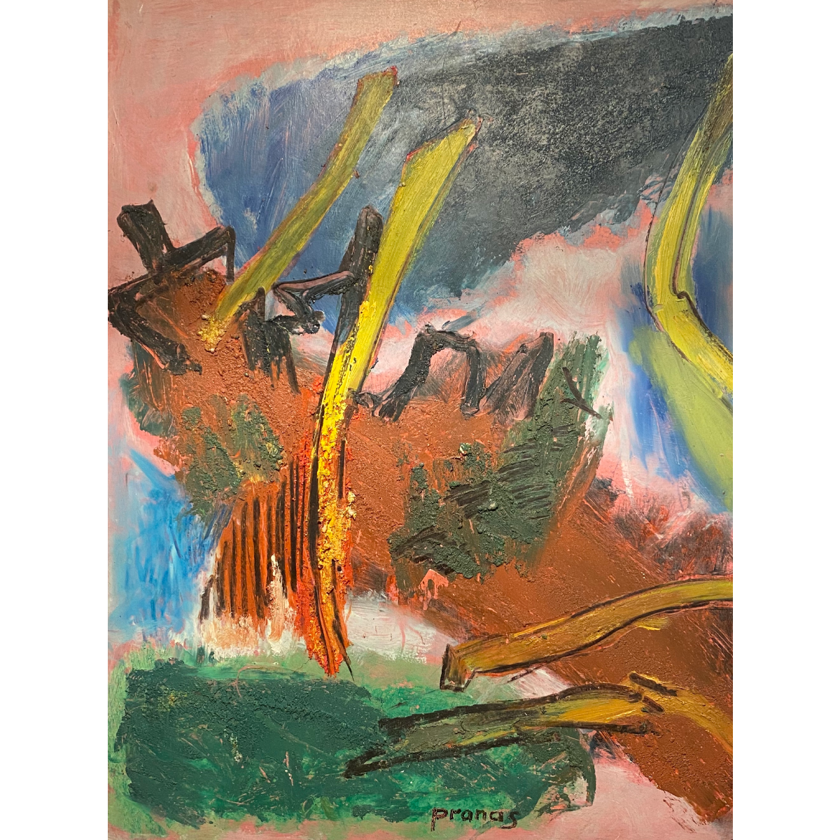 Pranas Gailius | š ciklo Jautrūs paviršiai, d'Arvay miesto serija - SURFACE EMUE, 1965-1977 | Aliejus popierius medis, 66x51 (72x57)