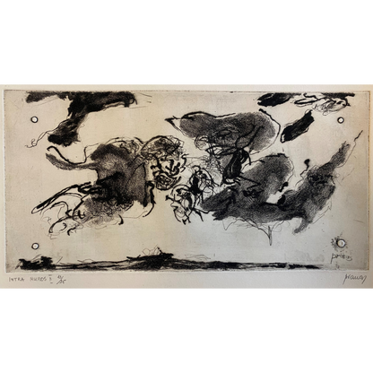 Pranas Gailius | Intra Muras II, 1965 | Copper engraving, dry needle, forging, 13x27 (36x53)