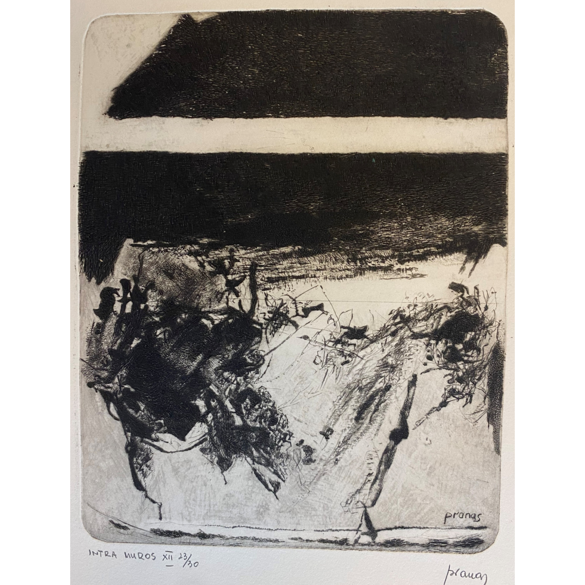 Pranas Gailius | Intra Muras XII, 1965 | Copper engraving, dry needle, forging, 20.5x16.5 (53x36)