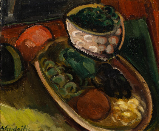 Antanas Gudaitis | Natiurmortas su daržovėmis, 1930 | Aliejus, drobė, 39x45.5 (51x58)
