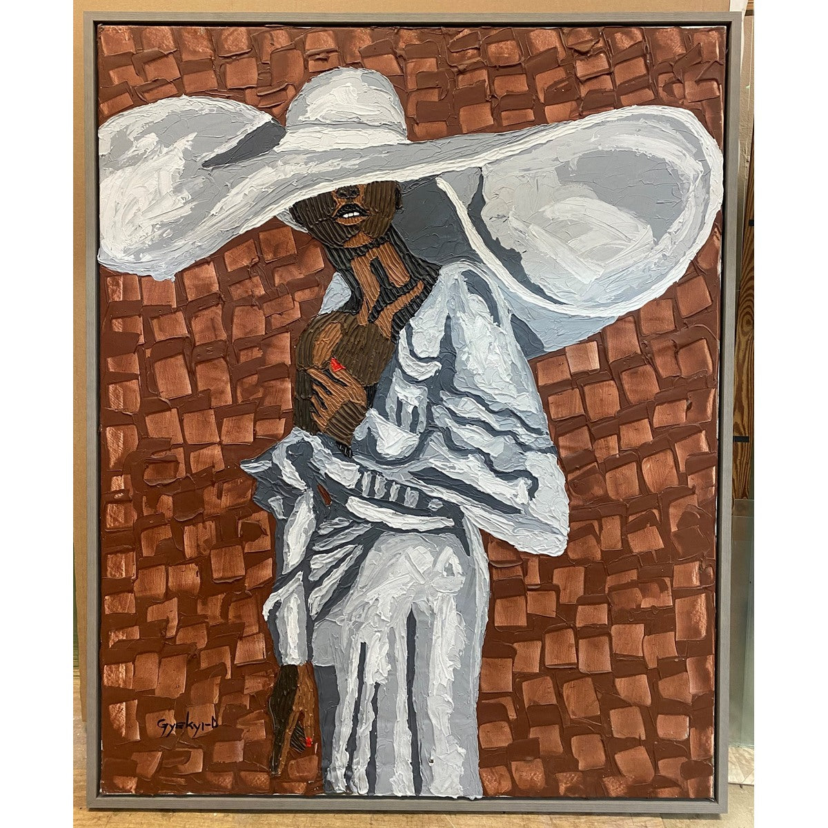 Daniel Gyekyi Gyan (Ghana) | White Hat, 2023 | Canvas, acrylic, 125×100
