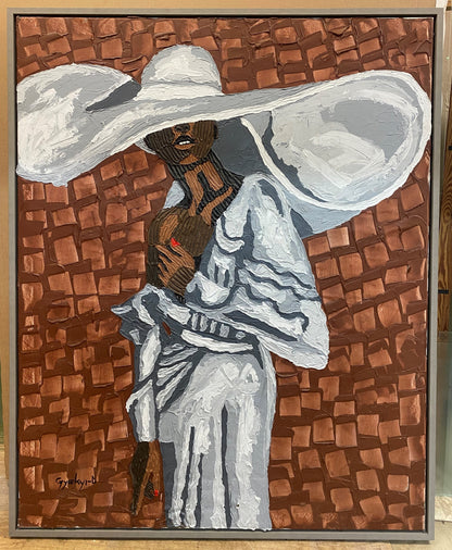 Daniel Gyekyi Gyan (Ghana) | White Hat, 2023 | Canvas, acrylic, 125×100